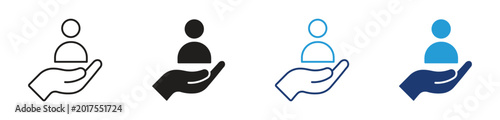 Photos customer care icon set,  client support and service online management assistance