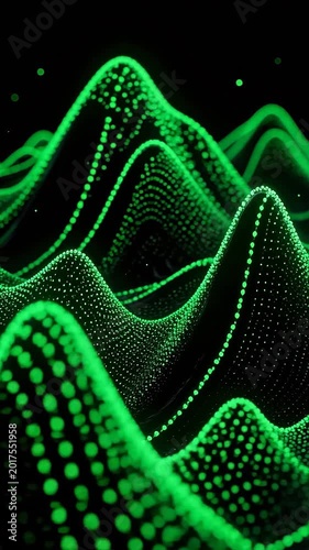 Abstract green wave with starry black background