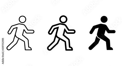 Cuadro en lienzo Walking Human Icons, Silhouette, Outline, Vector Figures, Movement Symbols, Simp