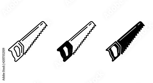 Tableau sur toile Hand Saw Icons Set, Carpentry Tools Vector Graphics, Woodworking Equipment Colle