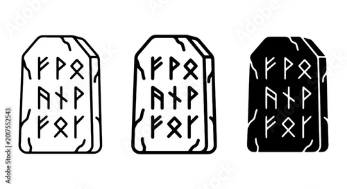 Obraz na płótnie Ancient Rune Stones Vector Icons, Norse Mythology Symbols, Mystical Runes Set