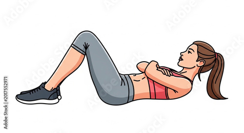 Tableau sur toile Woman Doing Crunches Exercise.