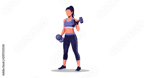 Εκτύπωση καμβά Woman exercising with dumbbells for fitness and strength training