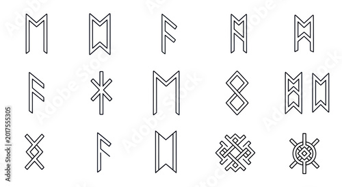 Photos Ancient Norse Runes Symbols - Elder Futhark Alphabet Collection
