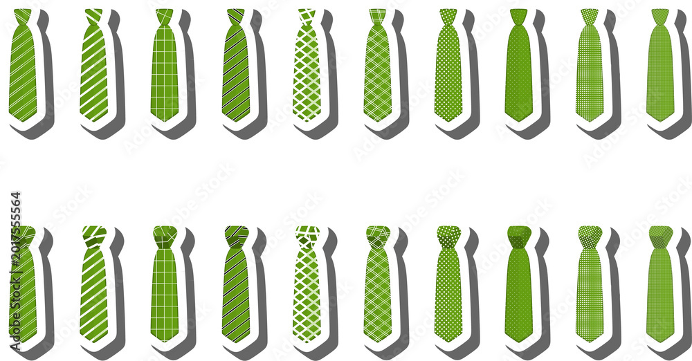 Foto Set ties different types and neckties various size