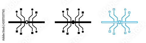 Foto Circuit board diagram variations black and blue line art
