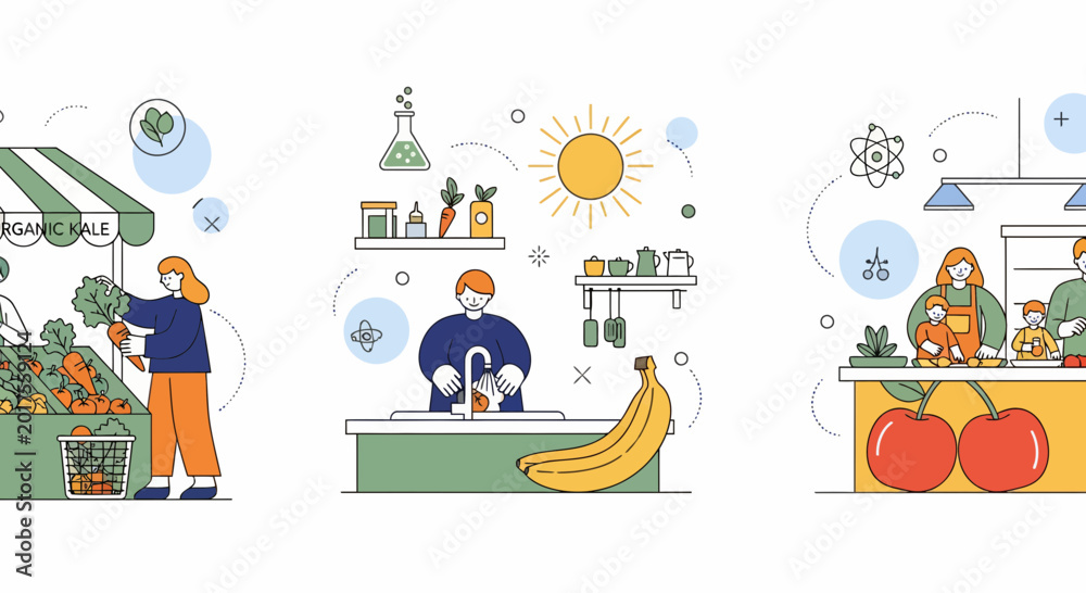 Fototapeta premium Eat good food buy kale wash it and cook fast for all my home kin
