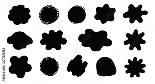 Fotografie Abstract black ink blot shapes and grunge elements collection.