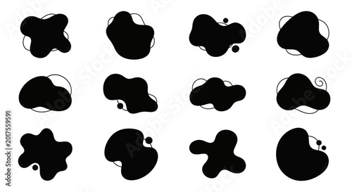 Abstract black liquid blob shapes set with organic fluid forms.