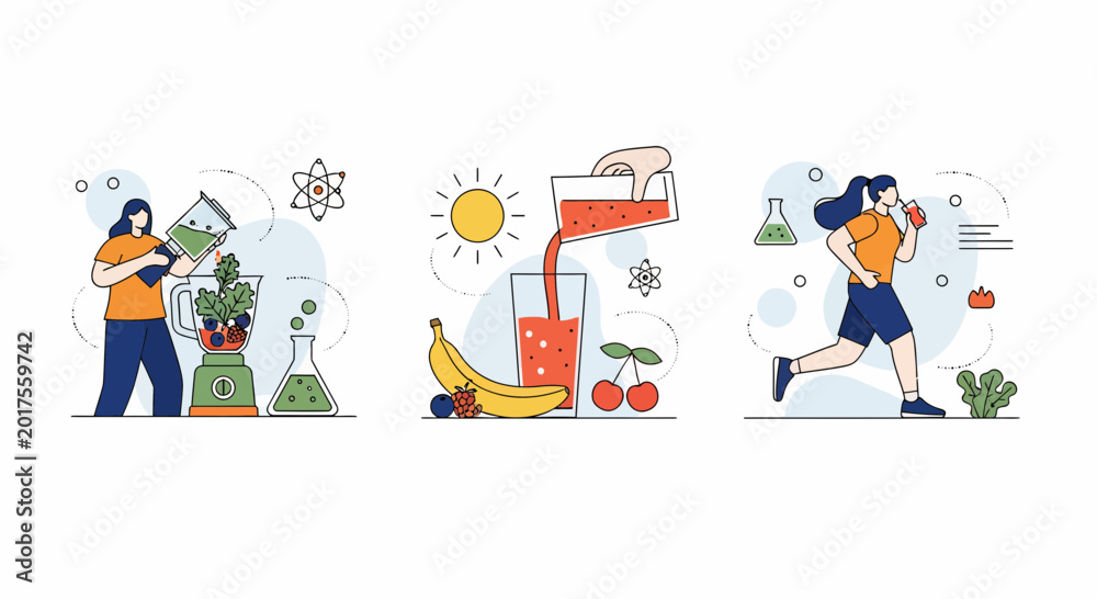 Fototapeta premium A red fruit juice or green drink for fit man or woman to run or move
