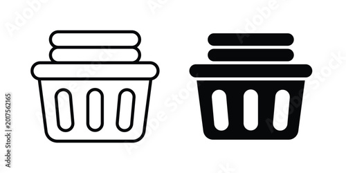 Photos Laundry basket icon design. Black outline pictogram