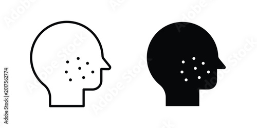 Foto Man acne on face icon design. Black outline pictogram