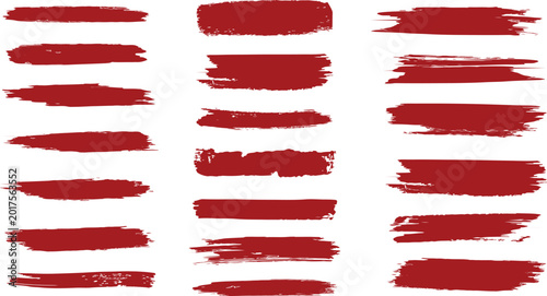 Photos Red brush strokes on white background for design and decoration