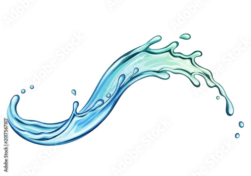 Fotografía Splash of clear blue water wave.