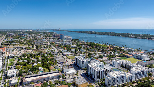 Aerial view of city in Atlantic coast in West Palm Beach, Florida