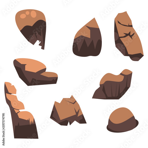 Stylized Cartoon Rock Set Vector Game Asset Pack
