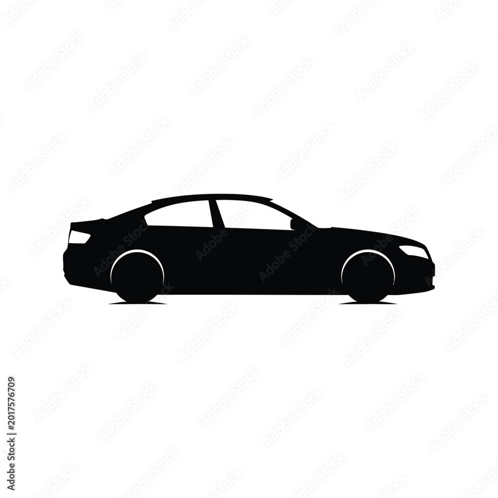 Fototapeta premium Sedan car silhouette on a white background isolated vector illustration