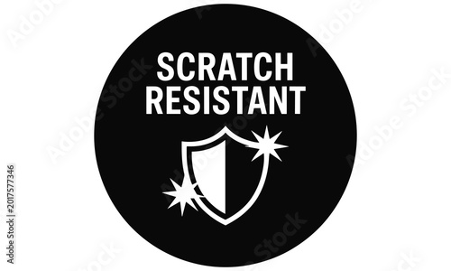 Scratch resistant shield icon with sparkles illustration