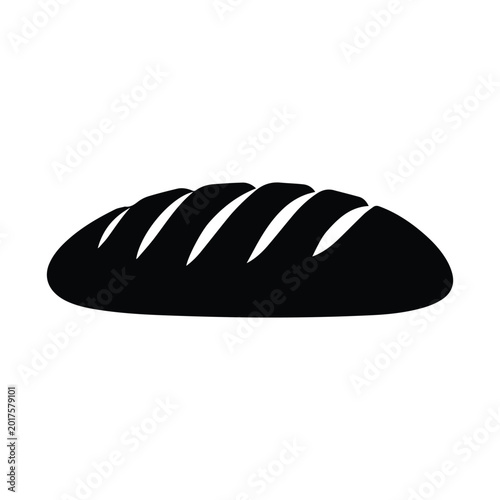 Konstfotografi Fresh loaf of artisan baked bread silhouette icon for bakery food menu