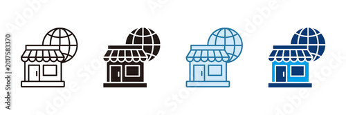 Tableau sur toile Global Marketplace Icon Set Multiple Style Collection