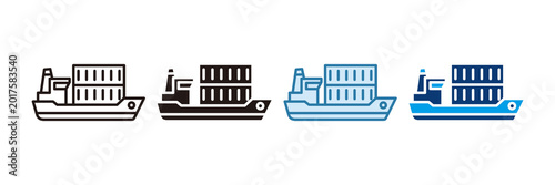 Obraz na płótnie Sea Freight Icon Set Multiple Style Collection