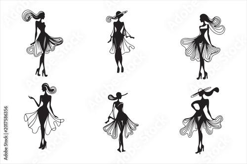 Silhouette art set of fashion illustration