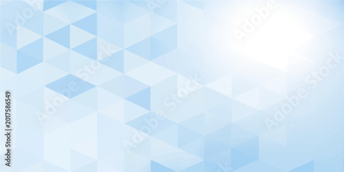 Foto Abstract blue background with geometric triangles and 3D cube patterns creates a