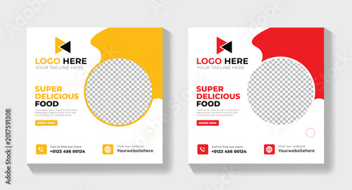 Professional Food Promotion Flyer Design, Restaurant Social Media Banner Template	
