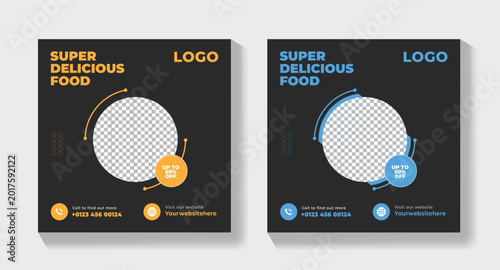 Food Banner Social Media Template, Creative Restaurant Promotional Flyer Design	
