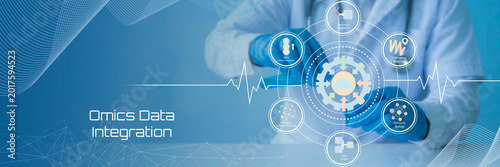 Tableau sur toile Scientist working with futuristic omics data integration technology showcasing a