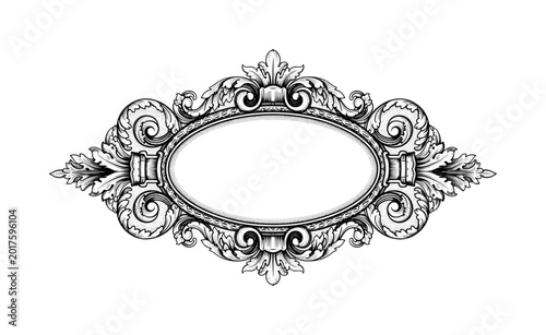 Elegant baroque ornamental frame with intricate scrollwork and floral motifs