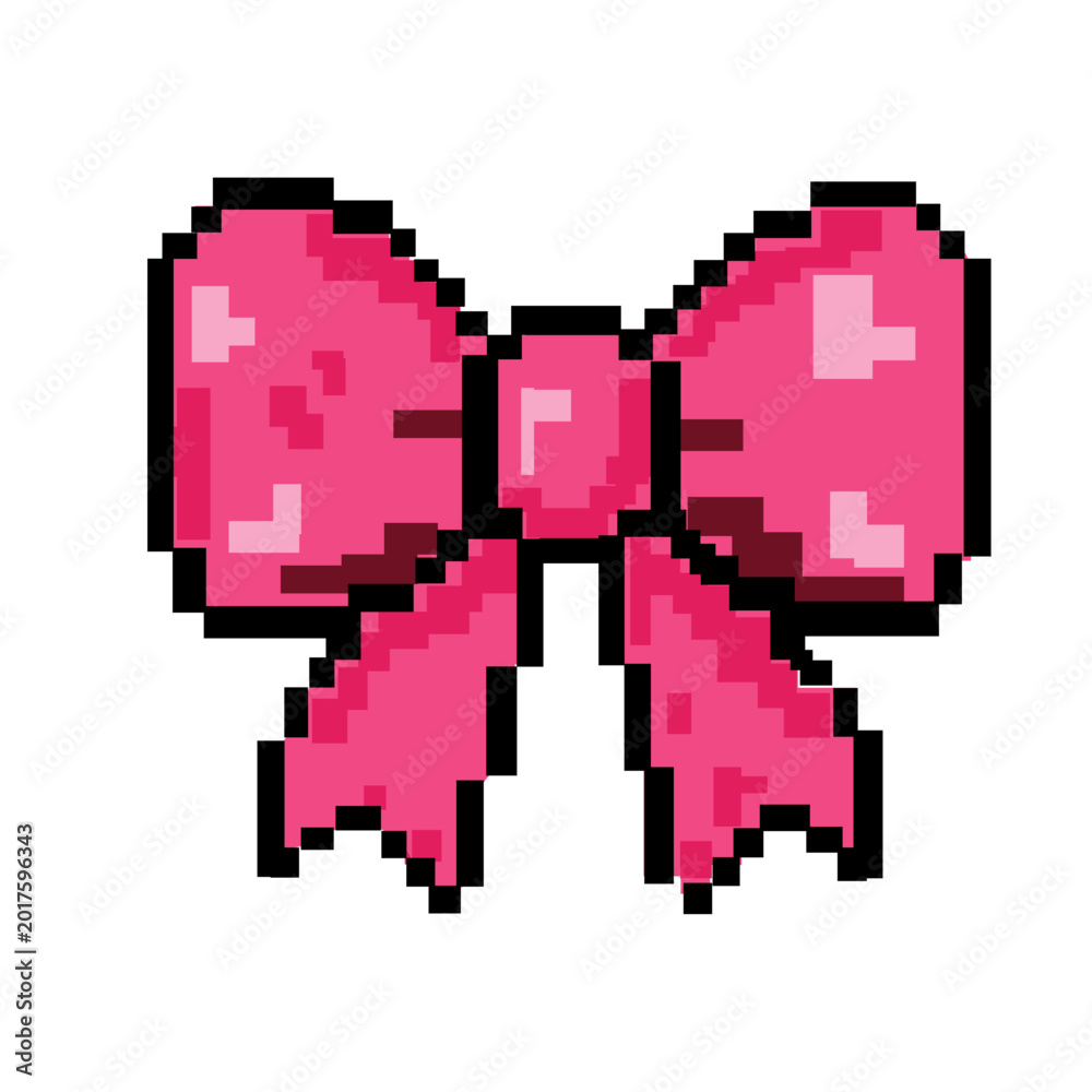 Obraz premium a pink bow pixel art retro 8-bit vector graphic design