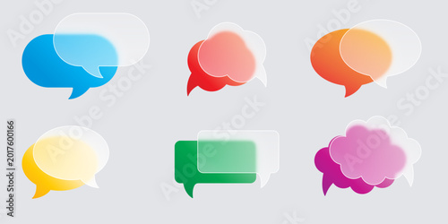 Fotografie Set of liquid glass interface speech bubbles