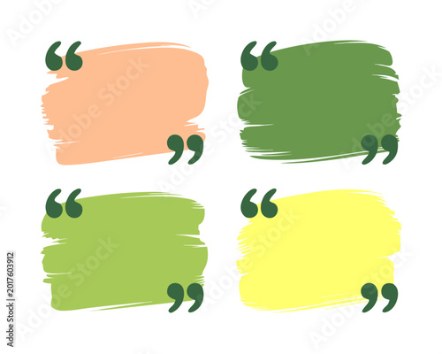 Four hand-drawn paint swatch quote boxes quotation marks