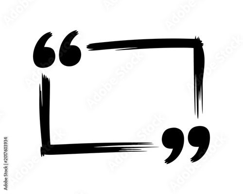 Hand drawn black marker brush quote box frame quotation marks