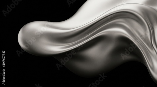 Cuadro en lienzo Elegant Silver Liquid Metal Flowing In Smooth Waves Against Black Background