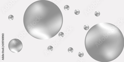 Shiny metal ball. Chrome, silver or aluminum  3d sphere isolated on white background. Realistic glossy round bubble. Gray molecule. Vector light pearl or orb illustration.