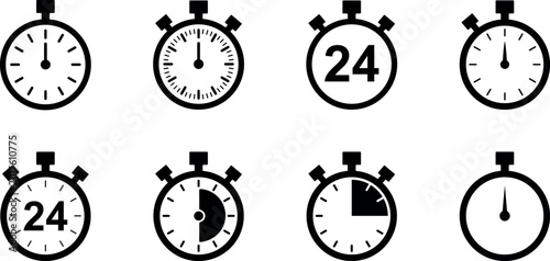 Canvastavla Collection of various stopwatch icons in different states and times