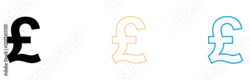 Foto Pound sterling currency symbol variations icon set isolated on transparent backg