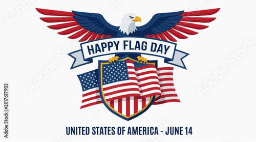 A patriotic vector graphic celebrating Flag Day in the United States of America