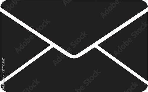 Minimal Email Envelope Icon Vector in Black and White Flat Design