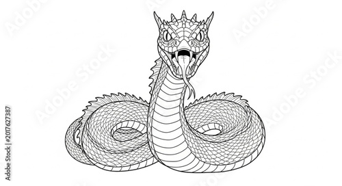 Foto Detailed Illustration of a Fierce Serpent Monster.