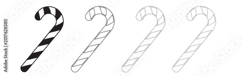 Foto Candy cane stripe pattern in a row from solid black and white to outline and dot