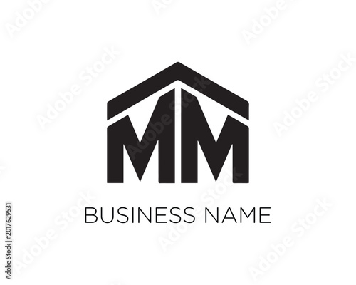 Modern Monogram Logo Design with Geometric Shapes and Black Color Scheme for Business Branding