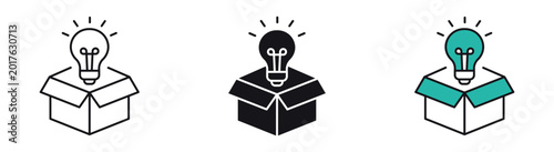 Bild auf Leinwand Creative Idea Box Icon Set