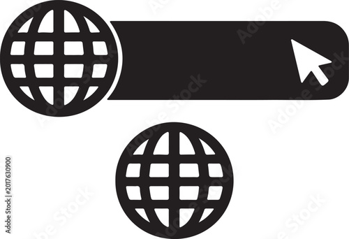 Minimal URL Link Icon Vector in Black and White Flat Design