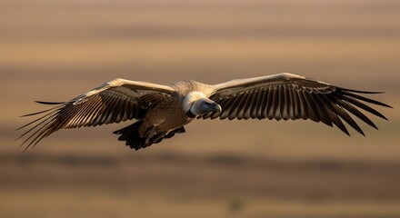 Bald Eagle Soaring in Open Sky.
