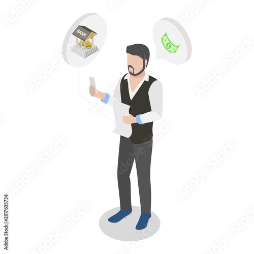 Fotografi 3D Isometric Flat  Illustration of Fine or Offence Payment