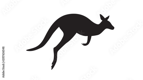 Foto Kangaroo silhouette icon with black outline on white background featuring animal