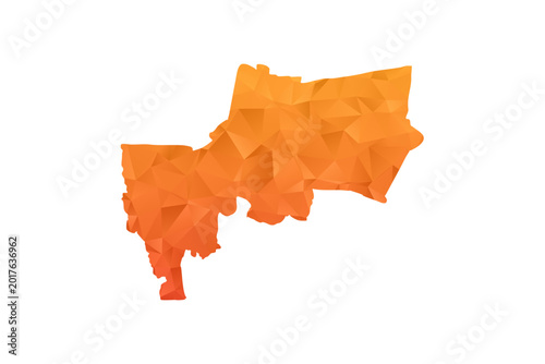 Photography Bangkok Map - Polygon Style Vector Illustration in Orange Gradient, Low Poly Geometric Design, Isolated on White Background for Infographics and Education